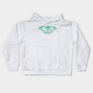 Butterfly Design in Blue and Green Paint Strokes Pattern 3 Kids Hoodie